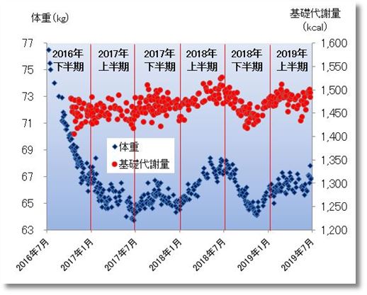 2019上期の体重と基礎代謝量